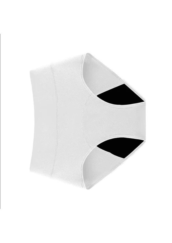 White period underwear with a wide waistband and black inner lining